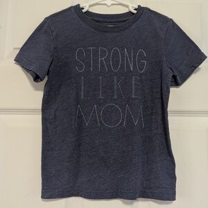 Cat & Jack Navy Short Sleeve Tee with "Strong Like Mom" Text, Size 5T